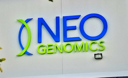 NEO genomics brand neon sign by national signs, a sign company in houtson, texas.