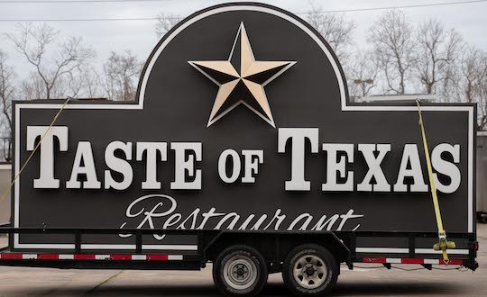 Taste of texas outdoor sign by national signs, a sign company in houston, texas.