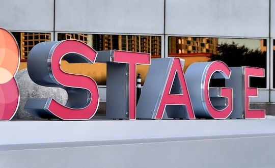 STAGE outdoor channel letters by national signs, a sign company in houston, texas.