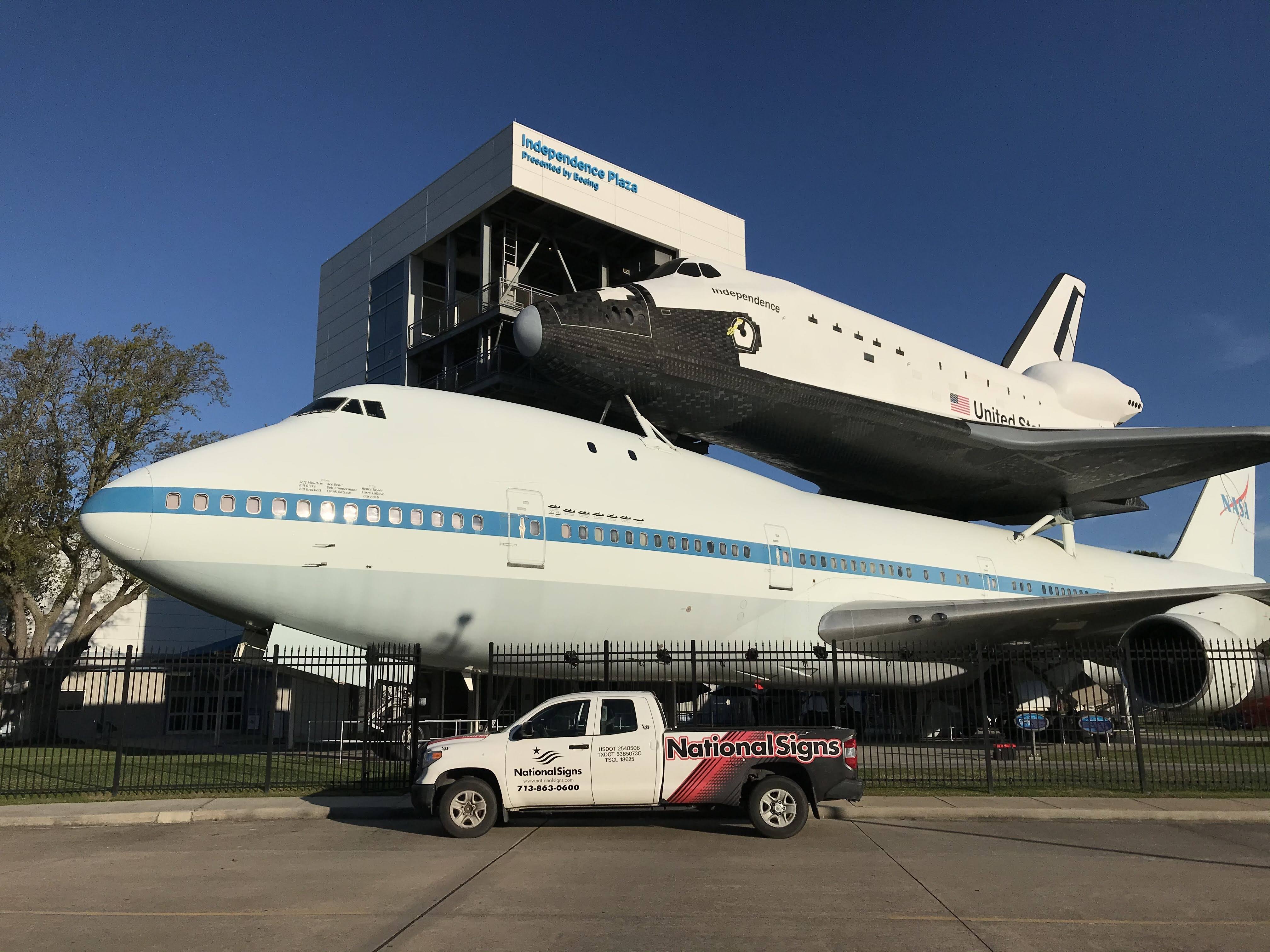 Channel Letters project for NASA Independence Plaza - Installation by National Signs in Houston, TX