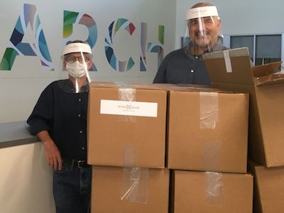 National Signs CEO Cody Johnson delivering face shields for businesses -- where to buy a face shield in Houston, TX