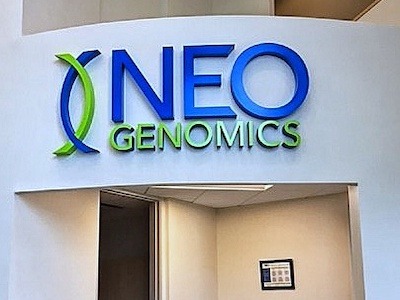 National Signs fabricates indoor business signs for companies like NeoGenomics in Houston, Texas