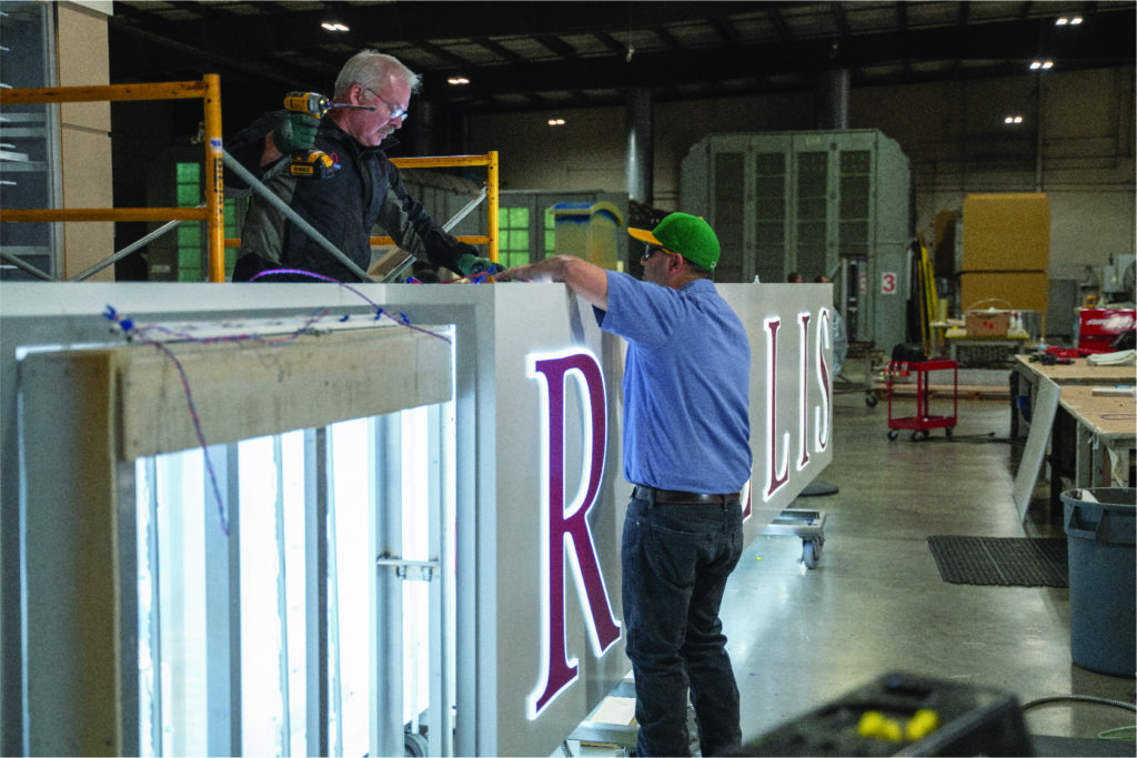 The signage fabrication process for National Signs.