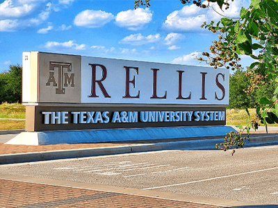 College entrance signs, like the Texas A&M University one pictured, are just one of the many types of signage that National Signs can create.