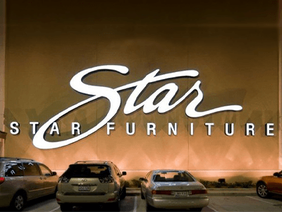 Star Furniture sign made by architectural sign manufacturers National Signs