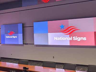 Indoor LED signs by National Signs and Daktronics.