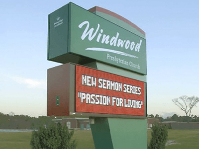 Looking for LED Sign Board suppliers you can trust? National Signs created this LED Sign for the Windwood Presbyterian Church in Houston.