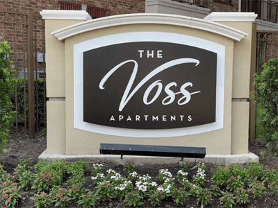 The Voss Apartments monument sign after sign cleaning