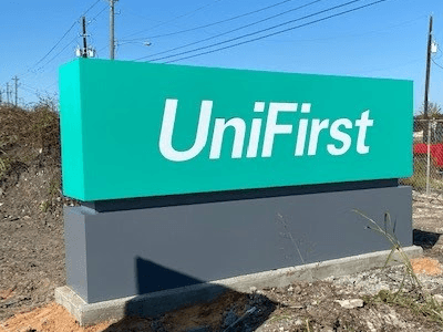 Custom outdoor sign for UniFirst created by National Signs.