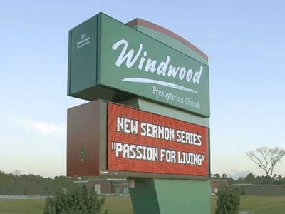 LED Church sign for Windwood Presbyterian Church.