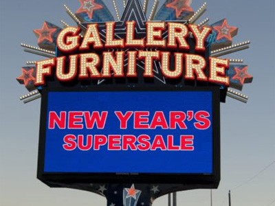 Gallery Furniture digital sign designed and fabricated by National Signs.