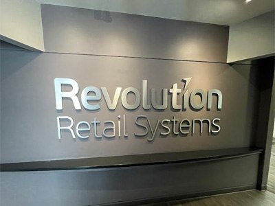 Indoor signage for Revolution Retail Systems.