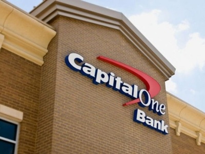 Modern outdoor signage for the Capital One Bank by National Signs.